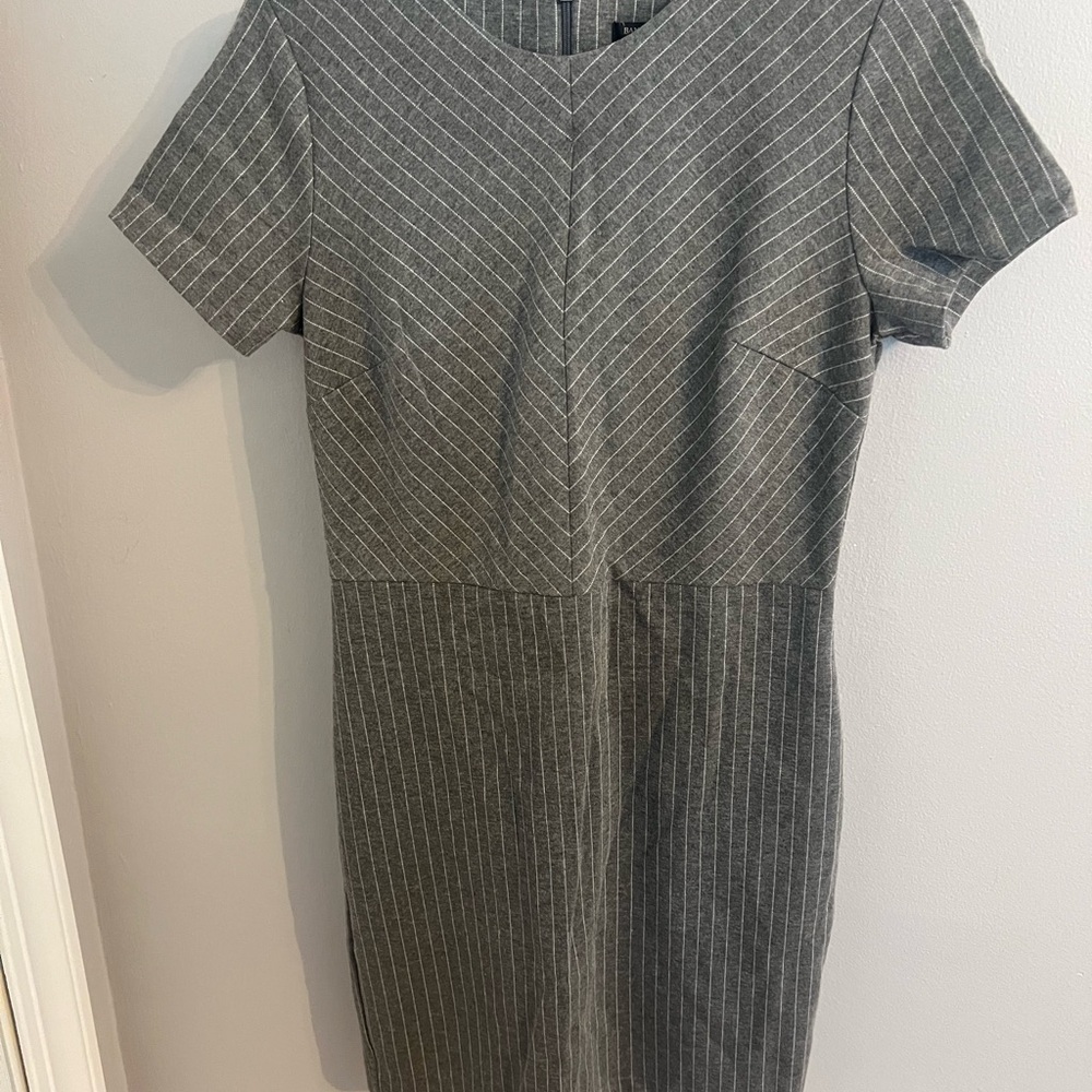 Banana Republic Charcoal Pinstripe Midi Dress